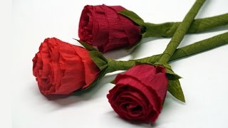 Как сделать цветы из бумаги - Роза / гофрированная бумага роза цветок