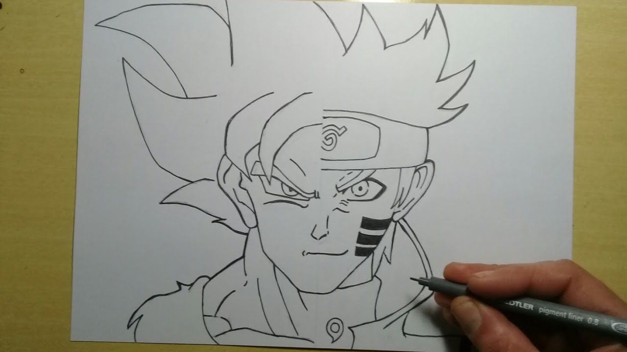 Desenhando Goku e Naruto (Speed drawing Naruto Modo Rikudou e Goku Instinto  Superior) 