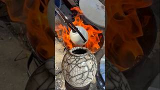 From Fire to Elegance l White Crackle Raku Reveal #raku #shorts