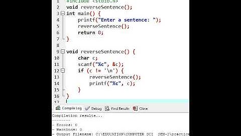 reverse a sentence using recursion #shorts #reversesentence #recursion #cprogram #clanguage