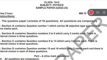 PHYSICS CLASS 12 #PSEB FINAL BOARD EXAM 4/3/23  PRACTICE/SAMPLE PAPER #class12 #2023