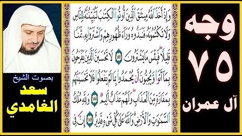 صفحة 75 سورة آل عمران | سعد الغامدي| وإذ أخذ الله ميثاق الذين أوتوا الكتاب لتبيننه للناس ولا تكتمونه