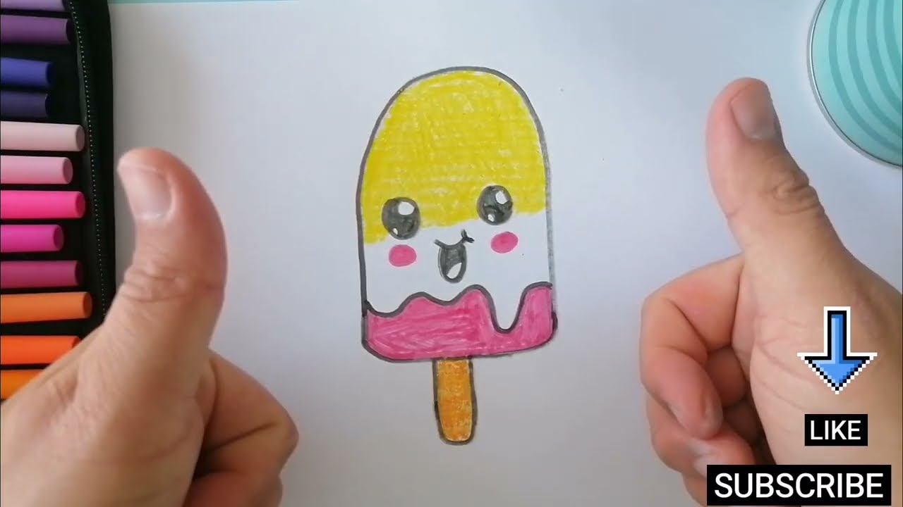 🍦 How To draw Cute Ice cream, easy, step by step, nasıl kolay Sevimli dondurma ÇİZİLİR, adım adım