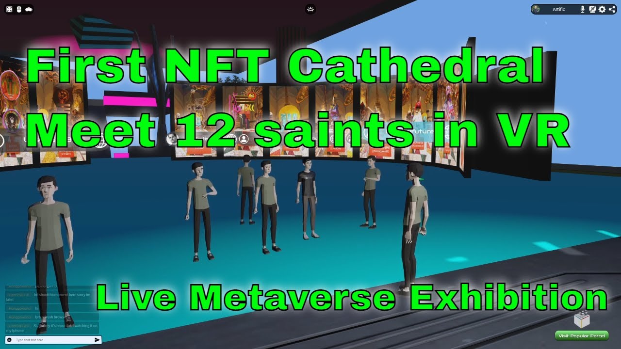 First Cathedral of NFTs. Collaboration of Vartist and 12 nft artists. Somnium metaverse exhibition.