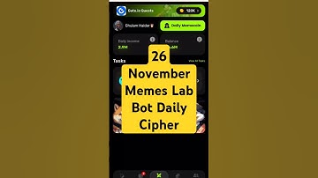 Memes Lab Bot Daily Cipher Code 26 November | Memes Lab Cipher Code| Memelab Daily Cipher