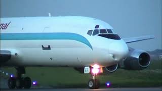 DOUGLAS DC-8 : 3D-AFR rolling take off/close ups and DOUGLAS DC-10 DAS AIR arr , Ostend Airport