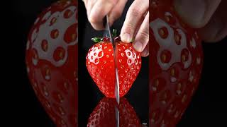 Addicting glass strawberry slicing #asmr #asmrsounds #shorts #viral #satisfying #relaxing #happy