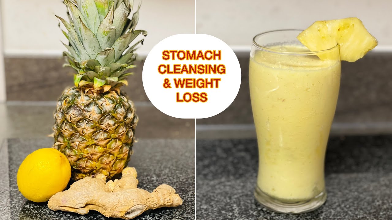 FLAT BELLY RECIPE : HOW TO MAKE PINEAPPLE SMOOTHIE FOR WEIGHT LOSS  #flatbelly #ginger #lemon 