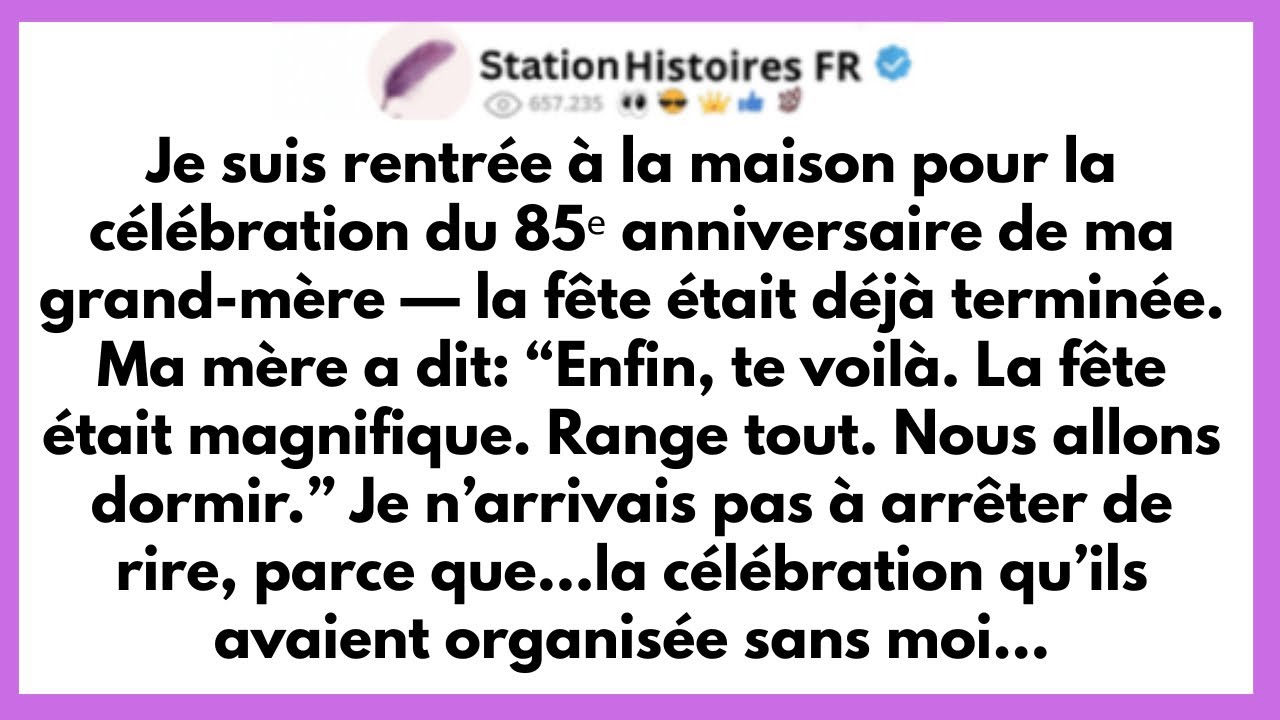 Il était 23 heures quand j’ai poussé la porte, les pieds en compote après 12 heures de voyage. Le salon était un champ de bataille: ballons dégonflés, assiettes en carton, et une banderole «...