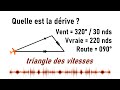 Comment calculer la drive dun avion en utilisant le triangle des vitesses 