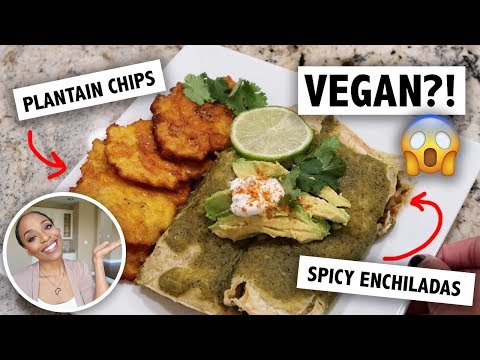 DELICIOUS VEGAN RECIPE | SPICY ENCHILADAS + PLANTAIN CHIPS! 🍴