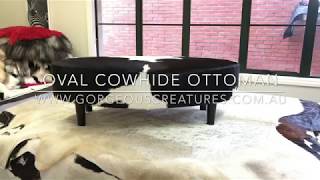 Oval Cowhide Ottoman by Gorgeous Creatures 2024
