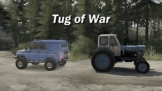 Spintires Mudrunner Tug of war all Recallable vehicles