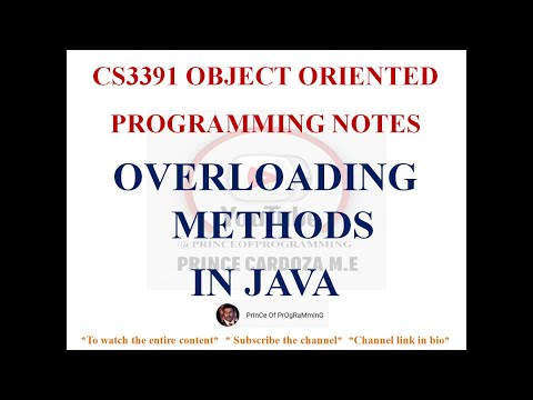 OVERLOADING METHODS IN JAVA NOTES | CS3391 OBJECT ORIENTED PROGRAMMING NOTES | 2021 REGULATION CSE
