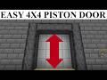 Easy 4x4 Semi Sliding Door For Minecraft Bedrock Vertical 