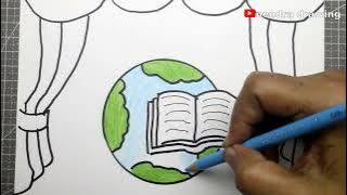 menggambar poster buku jendela dunia
