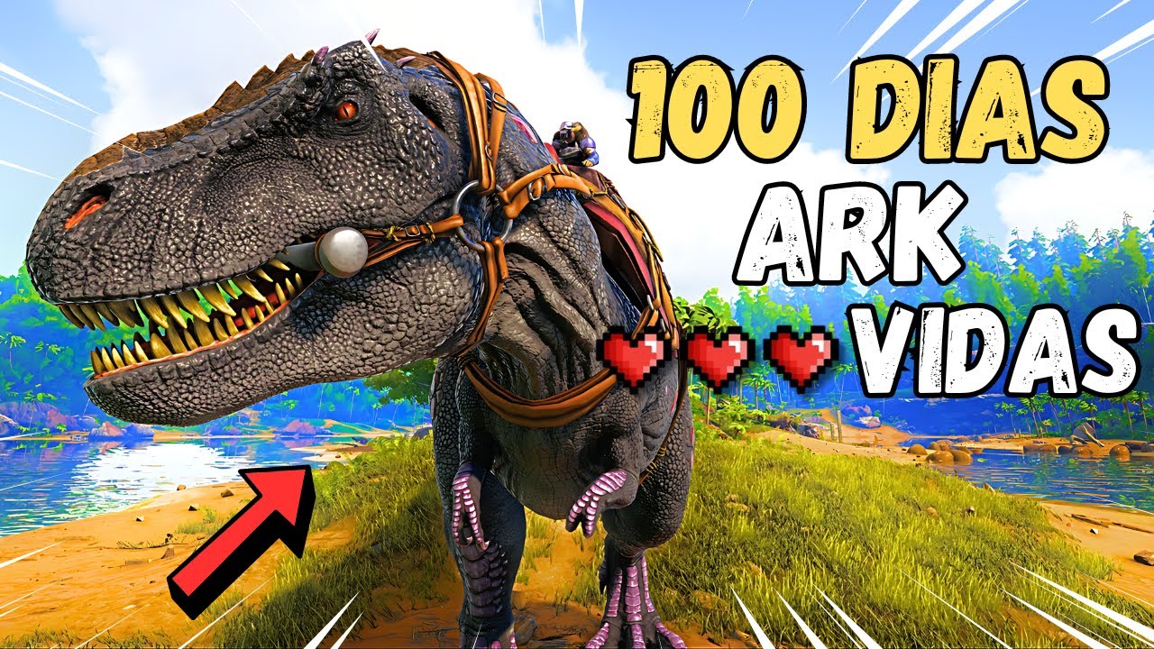 SOBREVIVO 100 DIAS EN ARK CON SOLO 3 VIDAS #5 AL FIN TAMEO AL REX Y AL ...