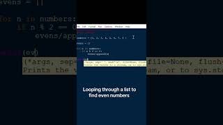 Looping through a list to find even numbers #coding #python #fyp