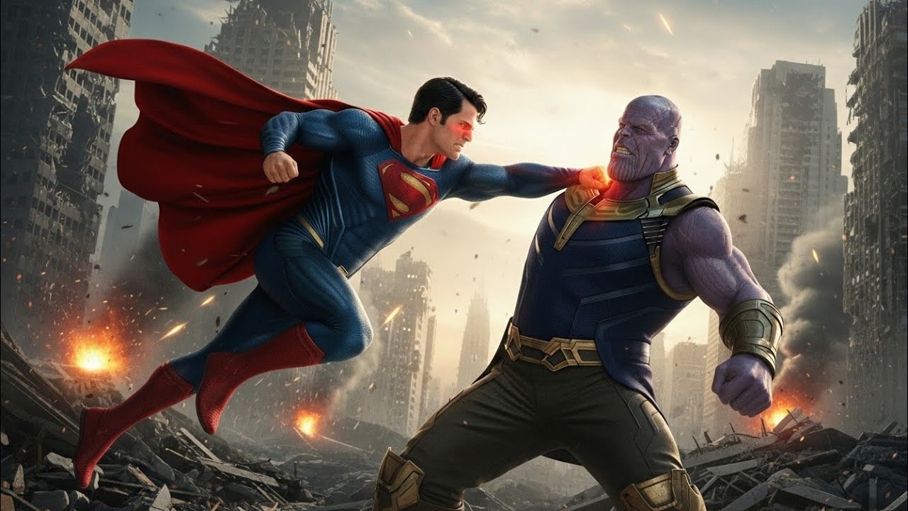 Superman vs Thanos (No Infinity Gauntlet) | Full Power Fight | Marvel vs DC