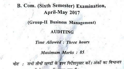 B.com students previous/old paper of Auditing university