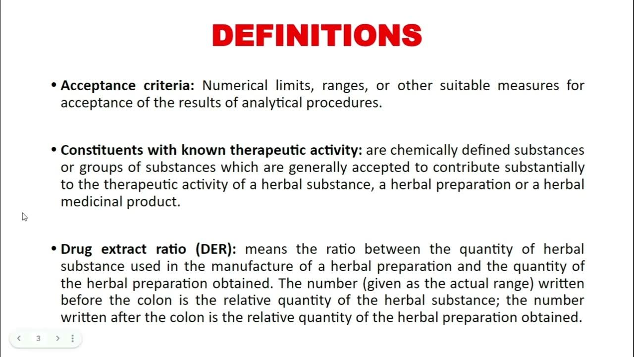 Herbal drug medicine Drug extract ratio (DER) , Limits , Acceptance