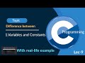 Difference between variable and constant in c programming in hindi (lec-9) C programming course