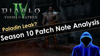 Diablo 4 Season 10 Patch Notes Analysis & Paladin Leak