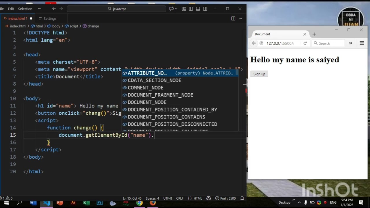 JavaScript Get element by id || change inner html using JavaScript Bangla tutorial 