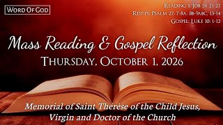 Today's Catholic Mass Readings and Gospel Reflection - Thursday, October 1, 2026