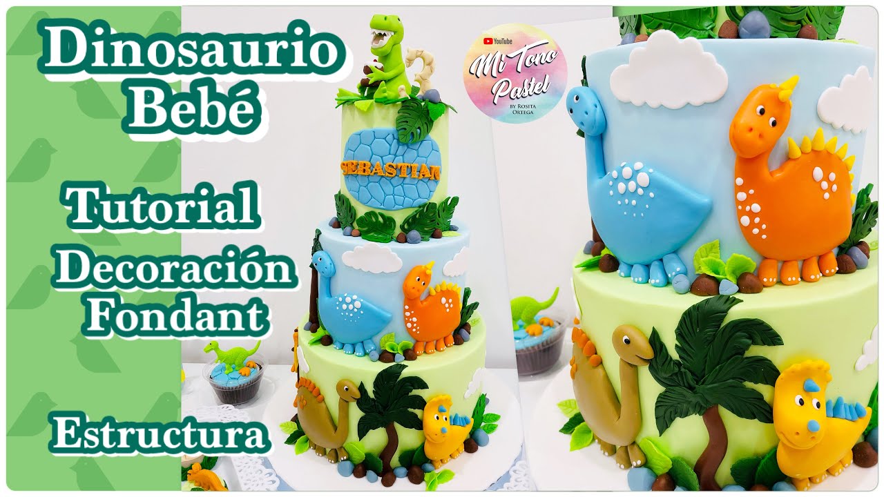 Dinosaurio bebé torta en Fondant Tutorial - YouTube