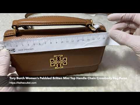 Tory Burch Women's Pebbled Britten Mini Top Handle Chain Crossbody Bag Purse  - YouTube