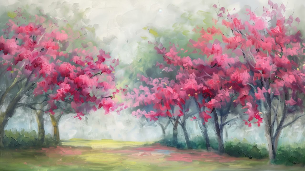 Impressionist Pink Crape Myrtle Tree TV Art | Frame TV Screensaver | Turn any TV Into a Frame TV