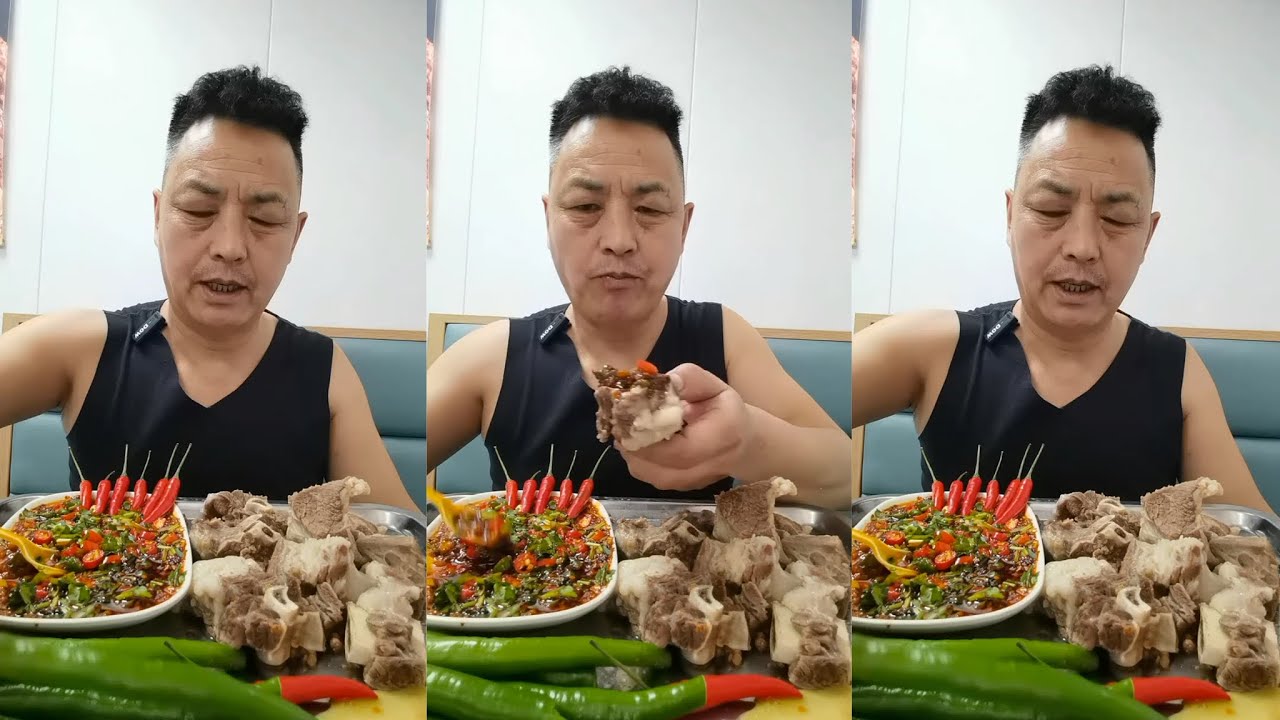 ASMR MUKBANG | BOILED MUTTON WITH SPICY GARLIC SAUCE AND GREEN CHILLI EATING 