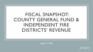 Presentation of Fire District Revenues and Revenue Workshop Summary