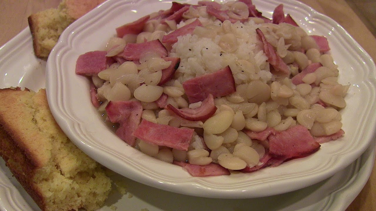 Baby Lima Beans w/Rice & Cornbread - YouTube