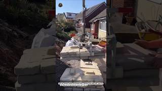 🔥 Smart Stone Wall Installation Machine | Fastest Retaining Wall Construction Ever.