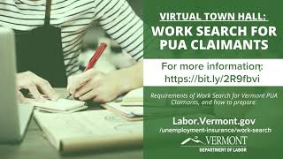 Work Search Activity for PUA Claimants 5/12/2021