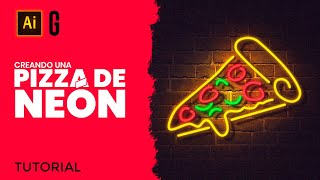 Illustrator Tutorial | Creando una Pizza de Neón | Neon Light Pizza Illustration