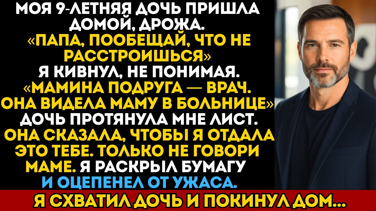Моя 9-летняя дочь вернулась домой, дрожа от страха — она передала мне отчёт от врача моей жены.