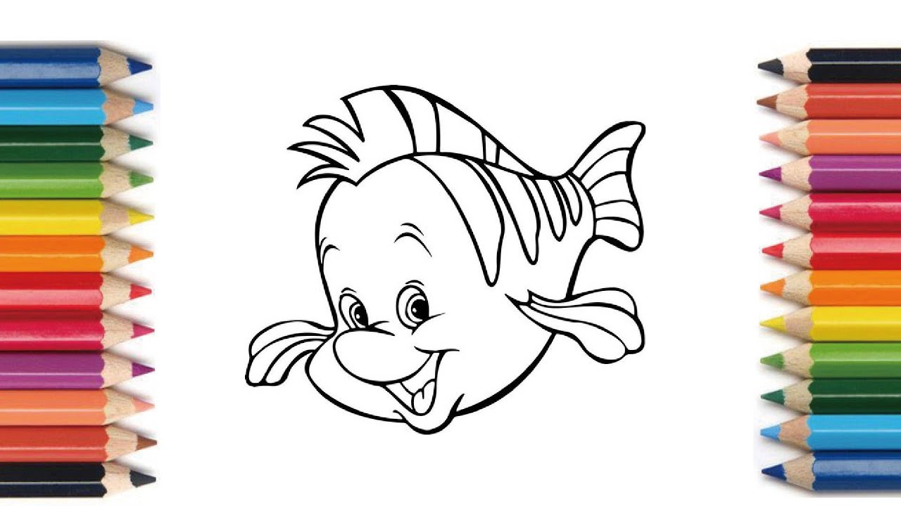 Coloring The Little Mermaid Flounder 塗り絵 リトル マーメイド フランダー 涂色 小美人鱼 比目鱼 Coloring 100 Youtube