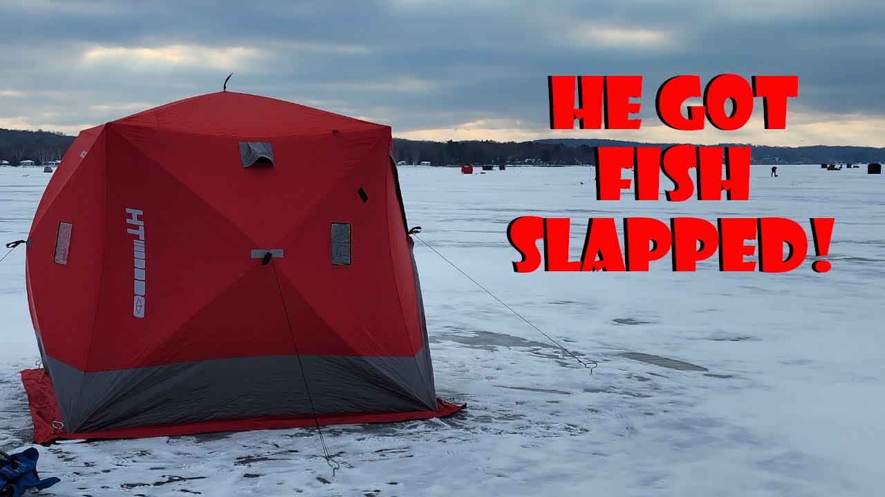 PERCH on the ice at Portage Lake! YouTube