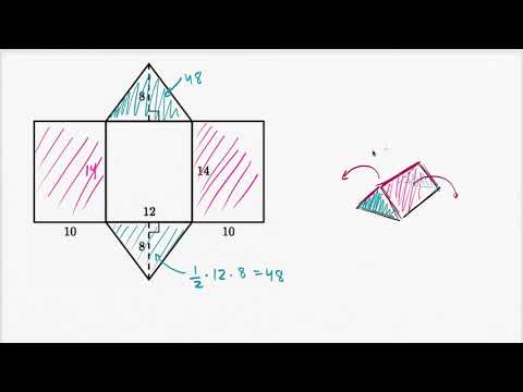 Нахождение площади поверхности треугольной призмы при помощи развёртки (видео 5)| Объём и Площадь