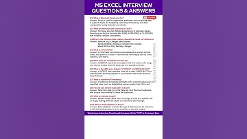 MS Excel Interview Questions and Answers | Microsoft Excel Interview Questions and Answers