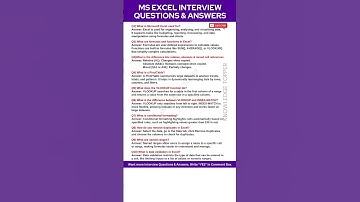 MS Excel Interview Questions and Answers | Microsoft Excel Interview Questions and Answers