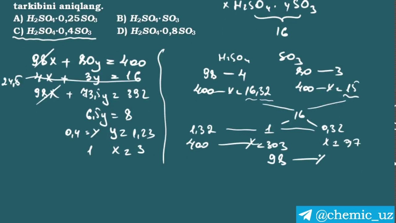Oleumga doir masalalar yechishni o'rganish