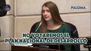 El Centro Democrático anuncia que no estará presente en la votación  del Plan Nacional de Desarrollo