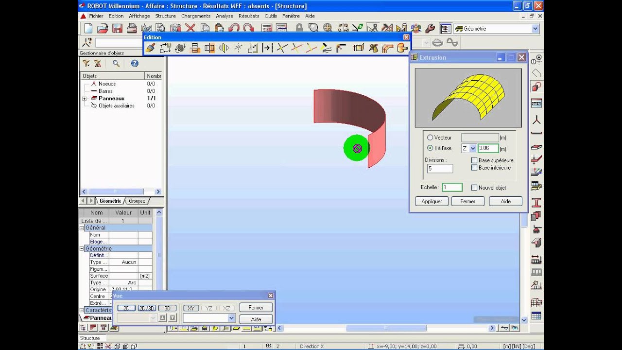 modélisation voile en arc sous robot