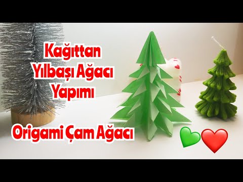 Kağıttan Yılbaşı Ağacı Yapımı - Origami Çam Ağacı - DIY Christmas Tree with Paper