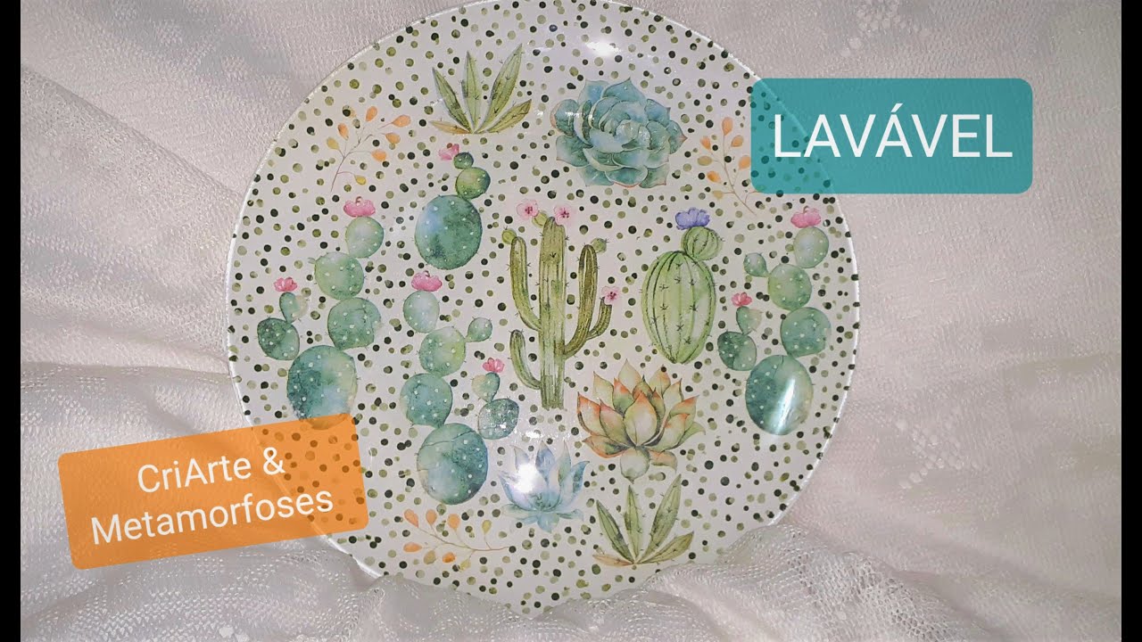 PRATO DECORADO - PODE LAVAR  APÓS QUEIMA EM FORNO COMUM!   #diy #decoupage #pratodecorado #vitro150º