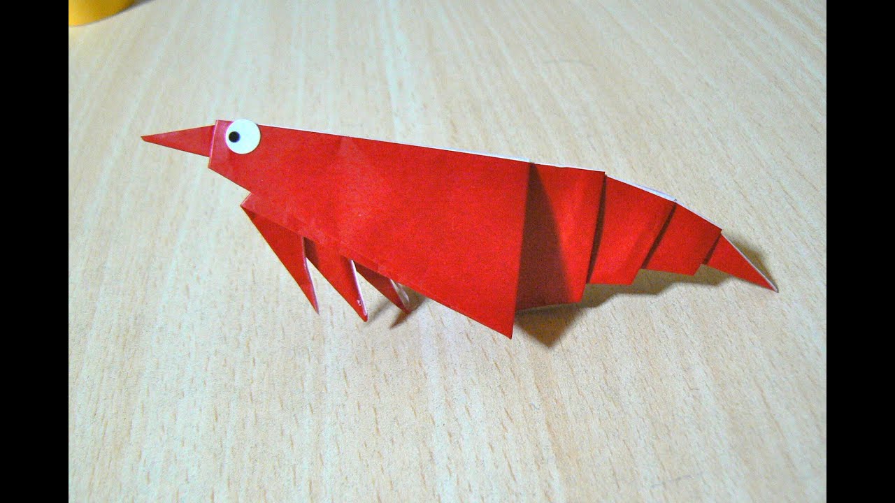 วิธีทำกุ้ง origami ศิลปะการพับกระดาษ